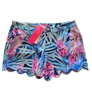 NWT Lilly Pulitzer Blue and Pink Tropical Parrot Women Shorts